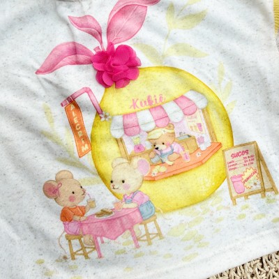  Conj. Blusa Ratinhas e Short - Areia e Amarelo